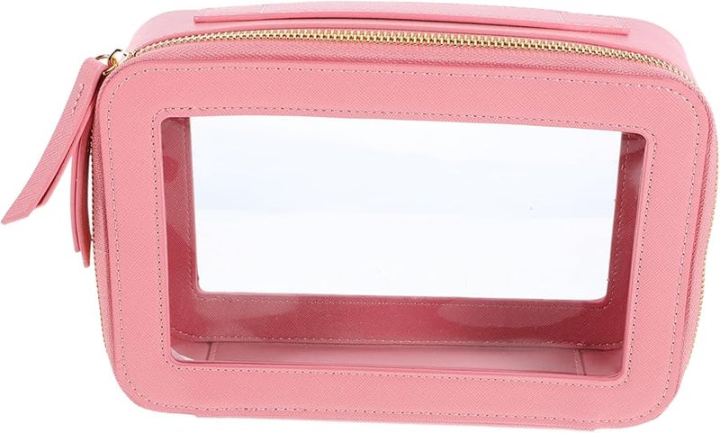 Pink Portable Cosmetic Travel Bag Makeup Pouch Organizer For Women Safe Light Opening - Image 1